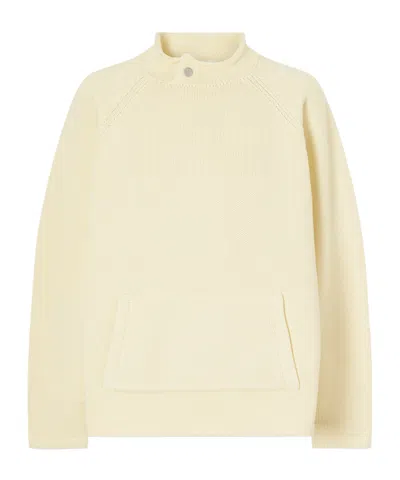 Still Here Snap Collar Cotton Sweater In Neutral