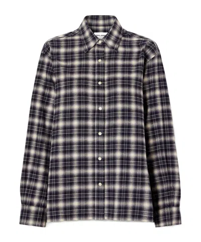 Still Here Noon Checked Cotton-blend Shirt In Blue