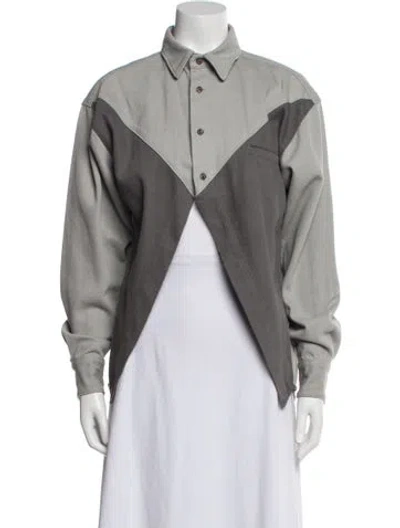 Pre-owned Still Here Colorblock Pattern Jacket In Gray
