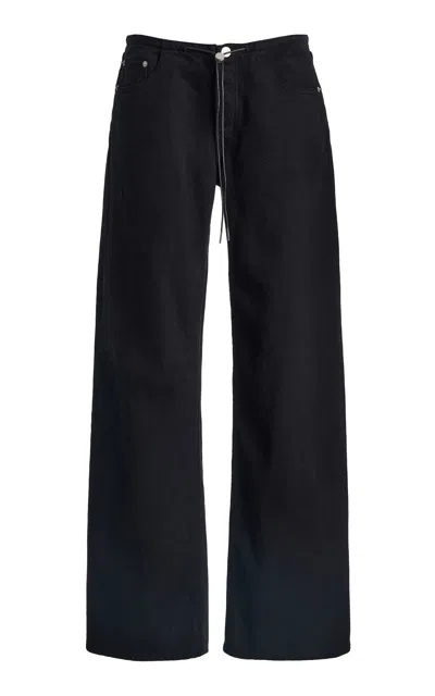 Still Here Cool Rigid Low-rise Relaxed-leg Jeans In Black