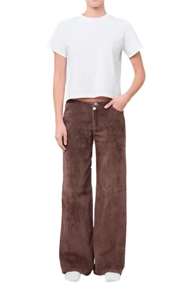 Still Here Cool Wide Leg Jeans In Chocolate Suede In Multi