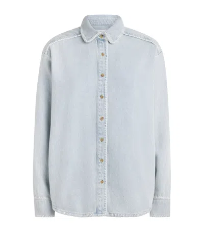 Still Here Cotton Western Shirt In Blue