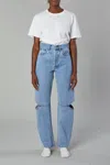 Still Here Cowgirl High-rise Cut-out Straight-leg Jeans In Blue