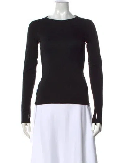 Pre-owned Still Here Crew Neck Long Sleeve Top In Black
