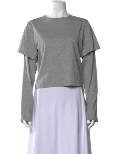 Pre-owned Still Here Crew Neck Long Sleeve Top In Grey