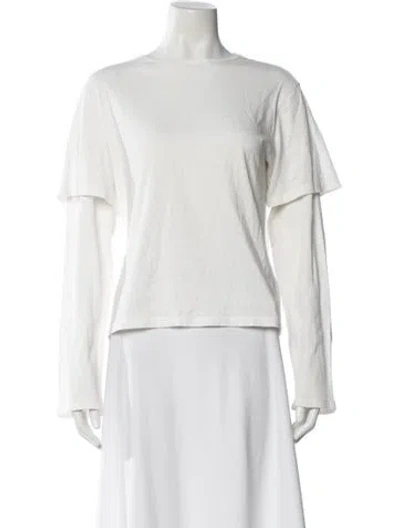Pre-owned Still Here Crew Neck Long Sleeve Top In White