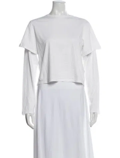 Pre-owned Still Here Crew Neck Long Sleeve Top In White