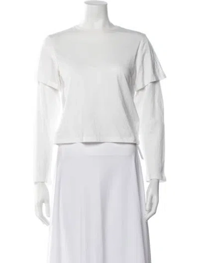 Pre-owned Still Here Crew Neck Long Sleeve Top In White