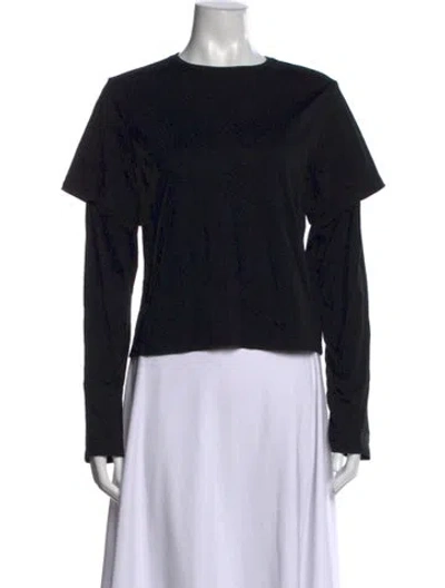 Pre-owned Still Here Crew Neck Long Sleeve T-shirt In Black