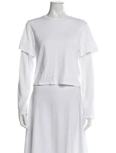 Pre-owned Still Here Crew Neck Long Sleeve T-shirt In White
