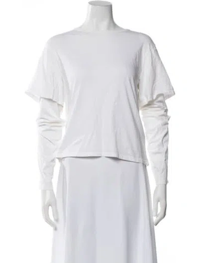 Pre-owned Still Here Crew Neck Long Sleeve T-shirt In White