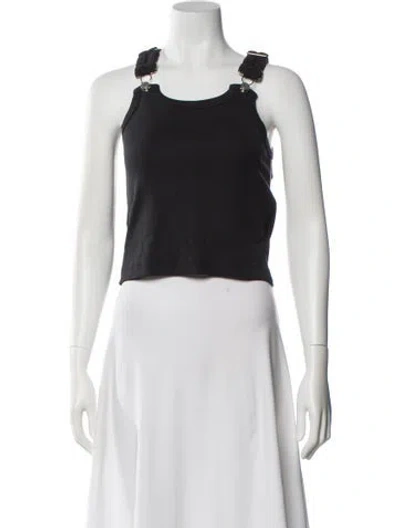 Pre-owned Still Here Crew Neck Sleeveless Crop Top In Black