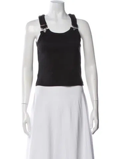 Pre-owned Still Here Crew Neck Sleeveless Crop Top In Black