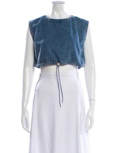 Pre-owned Still Here Crew Neck Sleeveless Crop Top In Multi