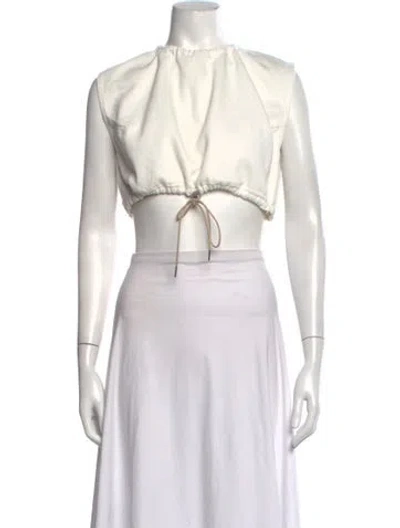 Pre-owned Still Here Crew Neck Sleeveless Crop Top In White