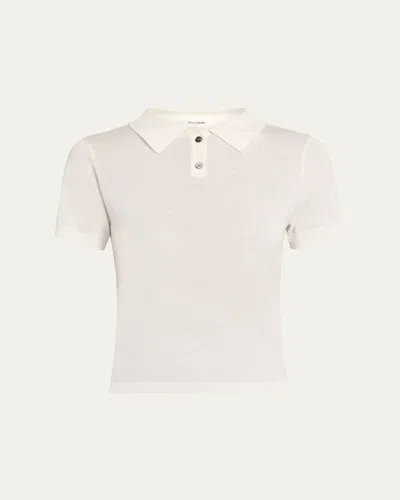 Still Here Daughter Knit Polo Top In Milk
