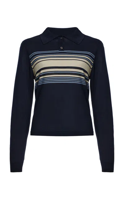 Still Here Daughter Striped Knit Sweater In Navy