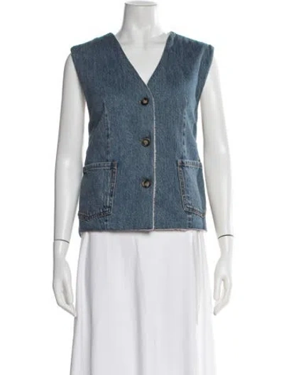 Pre-owned Still Here Denim Jacket In Blue/white
