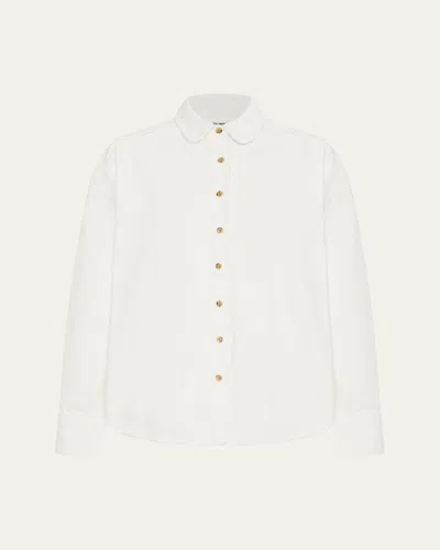 Still Here Denim Western Shirt In Milk