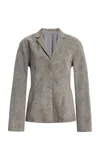 Still Here Devon Suede Blazer In Grey