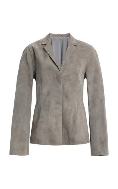 Still Here Devon Suede Blazer In Grey