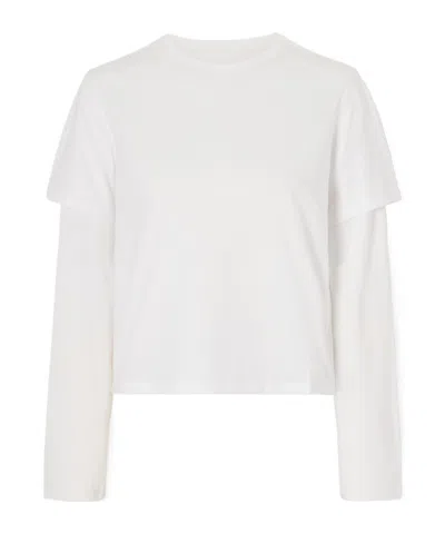 Still Here Double Cotton-jersey T-shirt In White