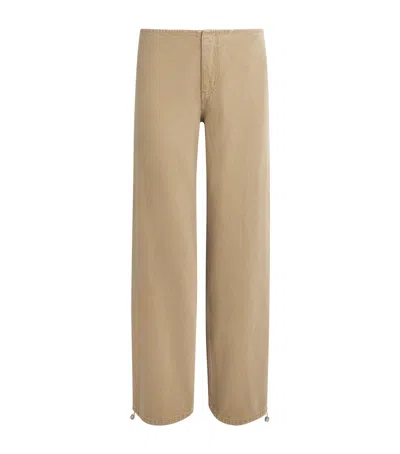 Still Here Drawstring Sport Low-rise Wide-leg Jeans In Nude