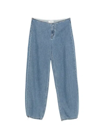Still Here Drawstring-hem Wide-leg Jeans In Blue
