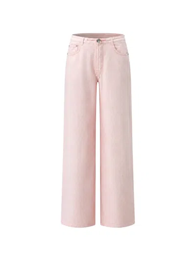 Still Here Drawstring-waist Wide-leg Jeans In Pink