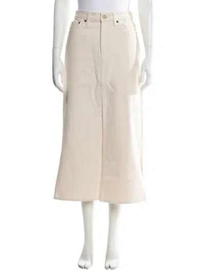 Pre-owned Still Here Embroidered Accent Long Skirt In Neutral