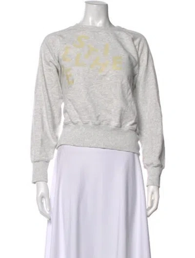 Pre-owned Still Here Graphic Print Crew Neck Sweatshirt In White