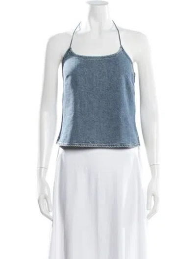 Pre-owned Still Here Halterneck Sleeveless Crop Top W/ Tags In Blue