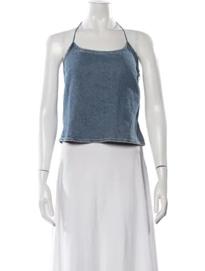 Pre-owned Still Here Halterneck Sleeveless Crop Top W/ Tags In White