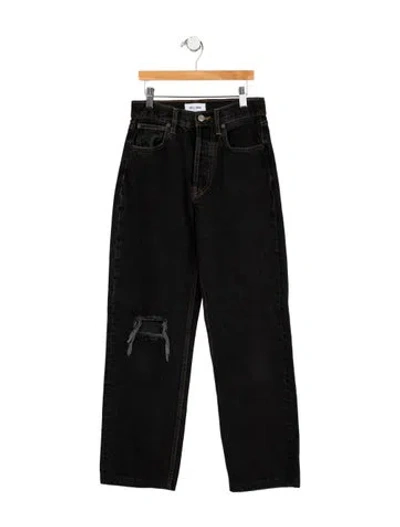 Pre-owned Still Here High-rise Straight Leg Jeans In Black