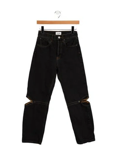 Pre-owned Still Here High-rise Straight Leg Jeans In Black