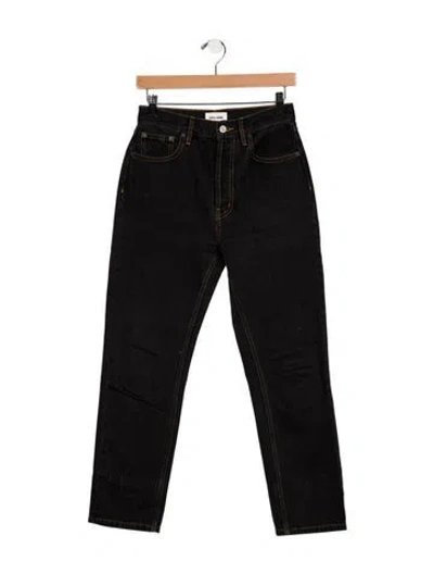Pre-owned Still Here High-rise Straight Leg Jeans In Black