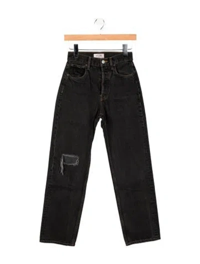 Pre-owned Still Here High-rise Straight Leg Jeans In Black