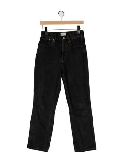 Pre-owned Still Here High-rise Straight Leg Jeans In Black