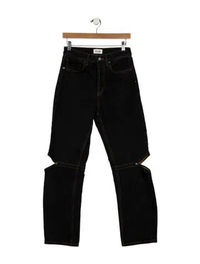 Pre-owned Still Here High-rise Straight Leg Jeans In Black