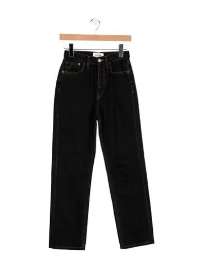 Pre-owned Still Here High-rise Straight Leg Jeans In Black