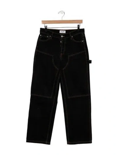 Pre-owned Still Here High-rise Straight Leg Jeans In Black