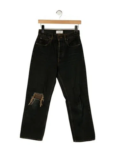 Pre-owned Still Here High-rise Straight Leg Jeans In Black