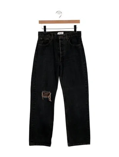 Pre-owned Still Here High-rise Straight Leg Jeans In Black
