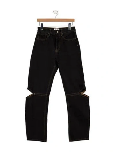 Pre-owned Still Here High-rise Straight Leg Jeans In Black