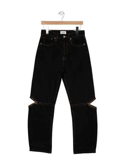 Pre-owned Still Here High-rise Straight Leg Jeans In Black