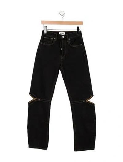 Pre-owned Still Here High-rise Straight Leg Jeans In Black