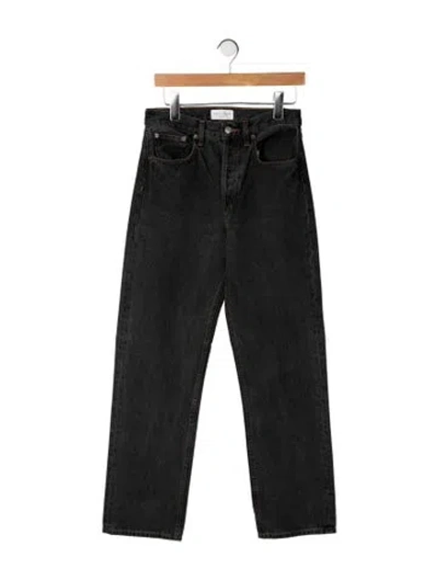 Pre-owned Still Here High-rise Straight Leg Jeans In Black