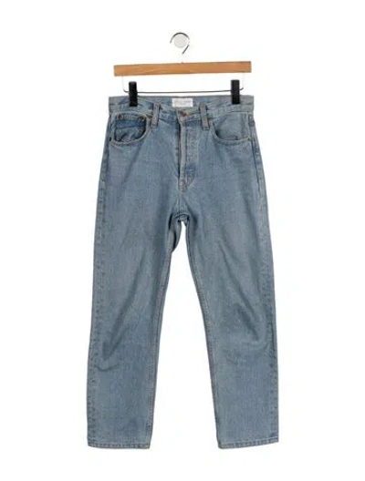 Pre-owned Still Here High-rise Straight Leg Jeans In Blue