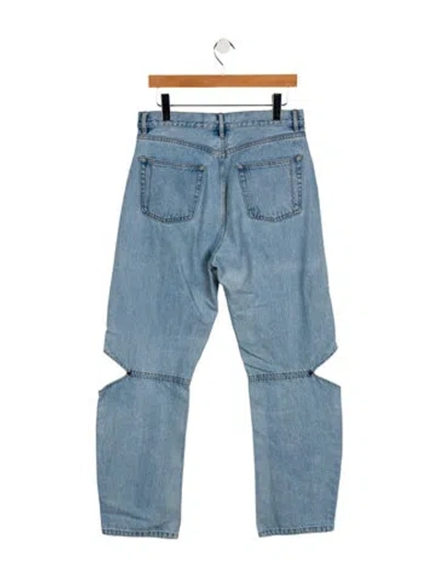 Pre-owned Still Here High-rise Straight Leg Jeans In Blue