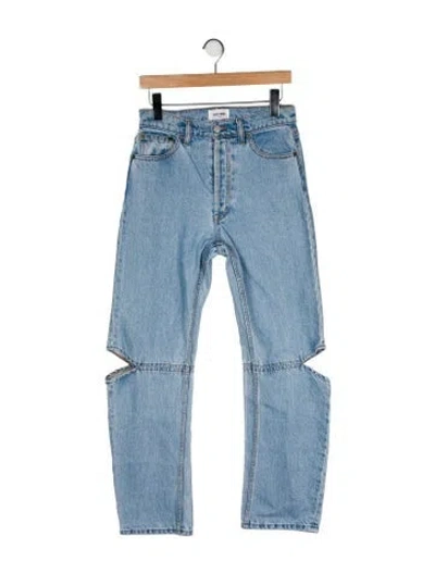 Pre-owned Still Here High-rise Straight Leg Jeans In Blue